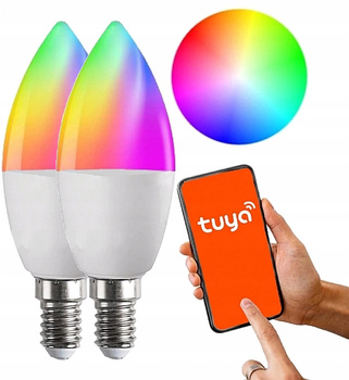 2x Żarówka LED WiFi TUYA SMART 4,9W RGB+CCT E14